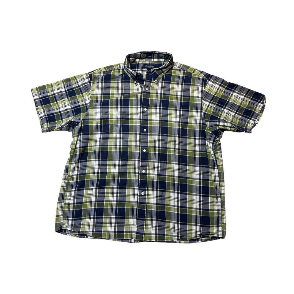 Brooks Brothers Short Sleeve shirt, size 2XL; Blue & Yellow/Green Plaid